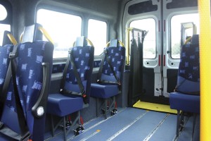 The Ford Transit remains an important model in the standard range. This example of the new Transit was built for the Keen Group and only has seating for five because it is primarily used for moving wheelchair bound passengers-int