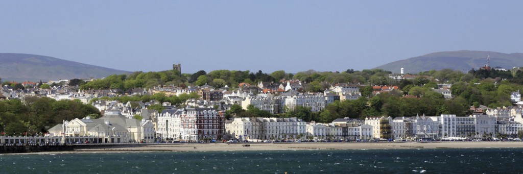 The ALBUM Conference was held at Villa Marina, the building to the left in this panorama of Douglas seafront