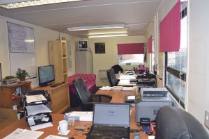 The two storey office and staff room are formed from two portable buildings, enhanced with a splash of pink, LOT’s signature colour