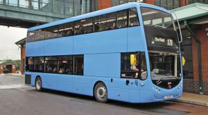 First Bus trial Metrodecker at Rotherham