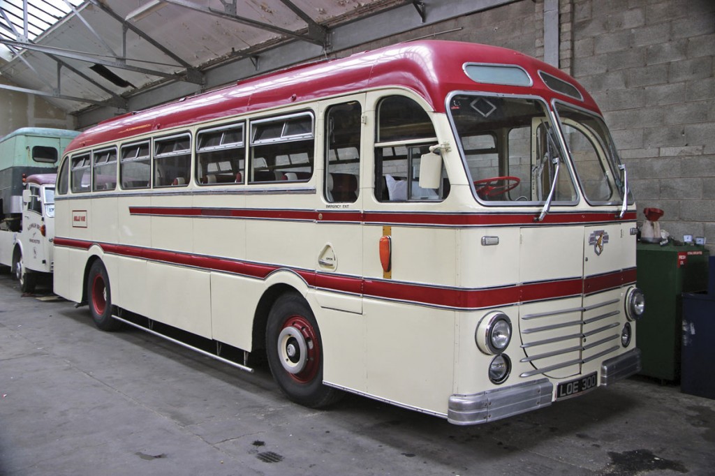Part of the Belle Vue fleet is this rare Leyland Royal Tiger Duple Roadmaster coach restored by the Walshes and the team at Belle Vue