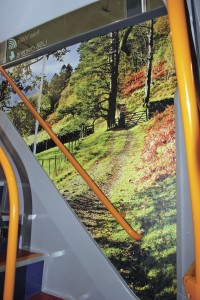 Each staircase in the Lakes Connection buses has a different mural