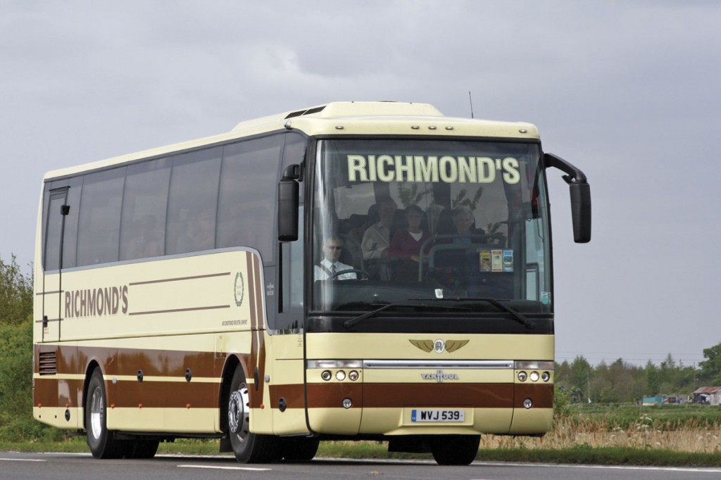 Returning from the Spalding Flower Parade in 2009 when it was two years old, this Volvo B12B Van Hool Alizee is the oldest of only three Volvos now operated in a coach fleet that was once predominantly Volvo