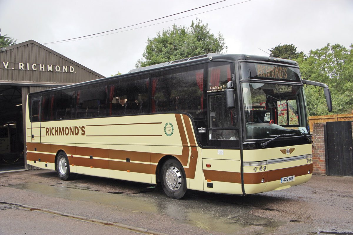 The oldest coach owned, though it hardly shows it, is this DAF SB4000 with Van Hool T9 Alizee body seating 53 that was delivered in May 2005