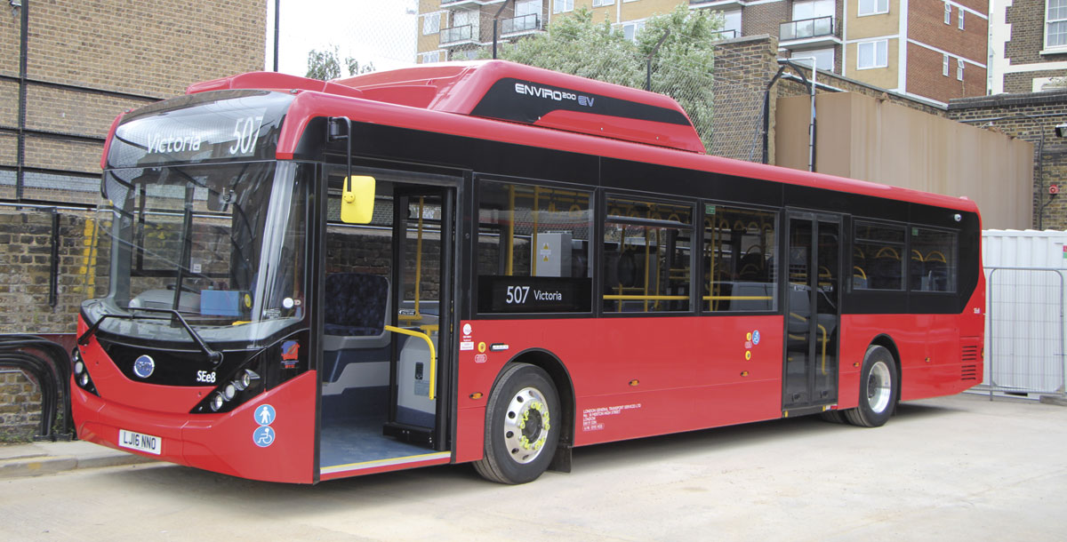 Apart from the battery pack on the roof, the Enviro200EV looks much like any other London single deck bus