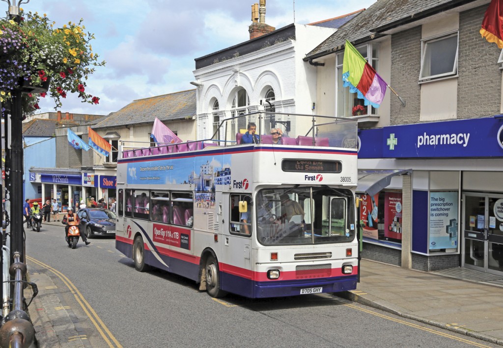 Loading in Penzance’s main street for a late afternoon run to Lands End.