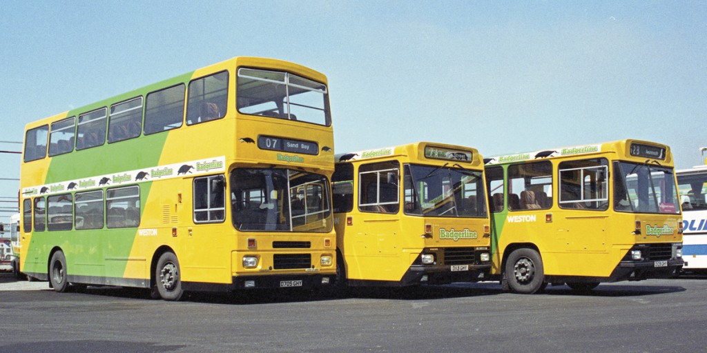 Newly delivered Volvo buses at Badgerline’s Weston Super Mare depot in May 1987.