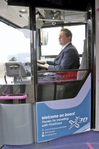 Detail features of the new Enviro200s include the retractable driver’s screen demonstrated by driver representative Dan Everest
