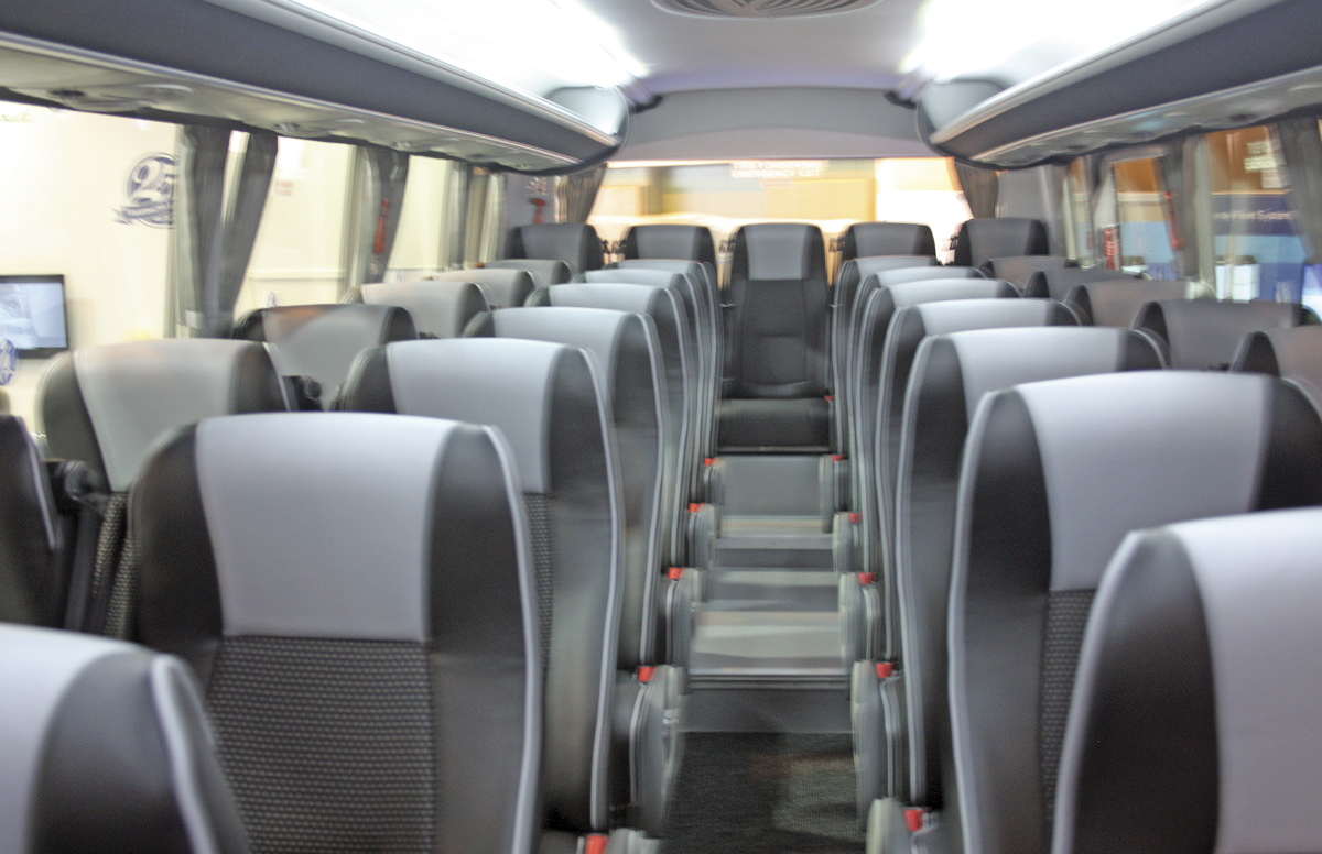 Interior of the Ferqui F5 39 seat midicoach.