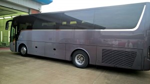 A Van Hool fresh out of the paintshop following a coating of Glasurit paint.