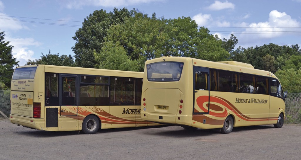 As well as full sized coaches, the fleet consists of a number of midi coaches as this picture of a Solo and Cheetah illustrate