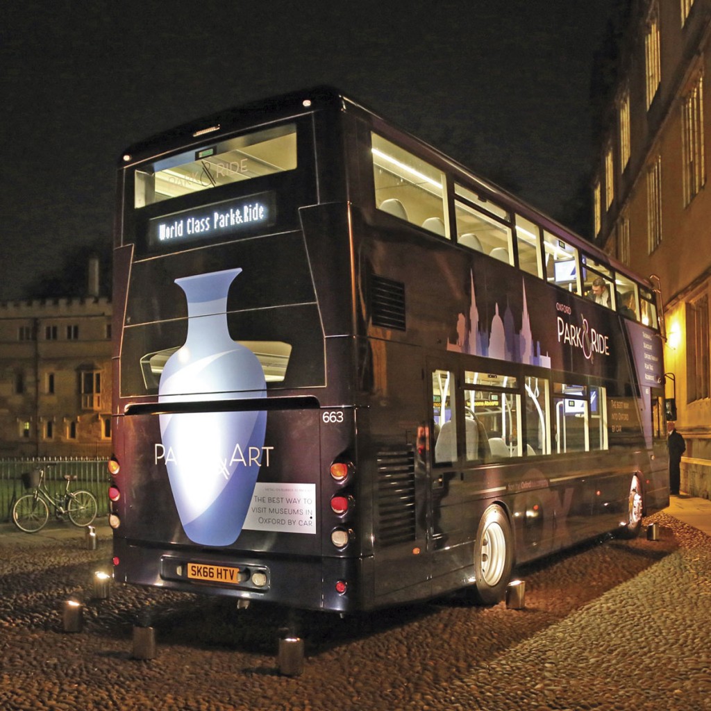 Each bus has a unique message on the rear, this one is ‘Park and Art’