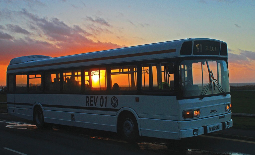 REV01 at sunset in Allonby on the last run of the day to Silloth.