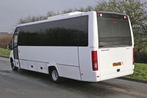 The nearside rear showing the large windscreen