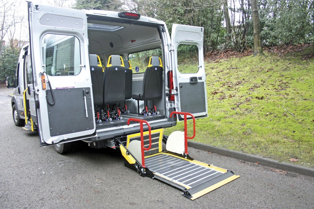 The rear doors fold fully back allowing the PLS lift to be used