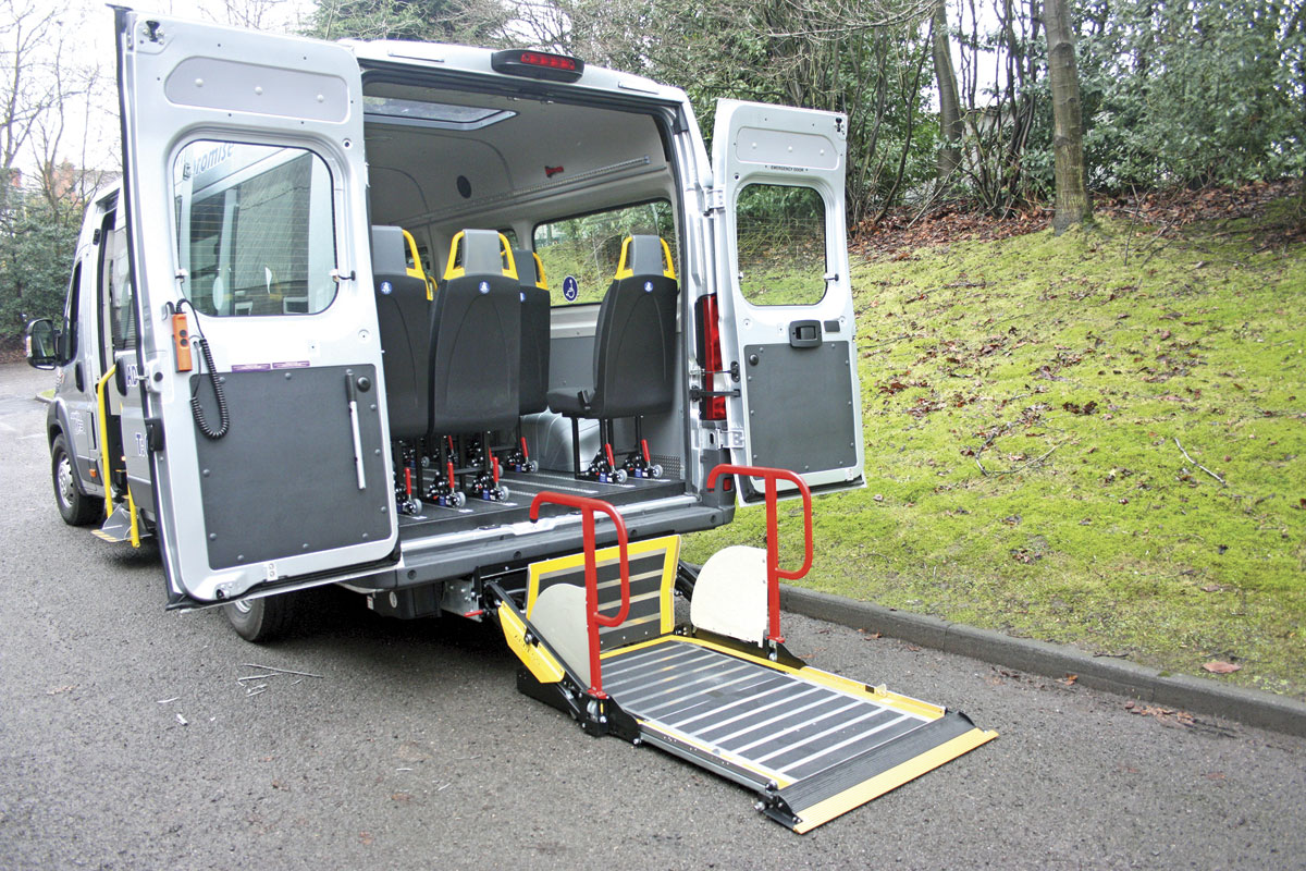The rear doors fold fully back allowing the PLS lift to be used