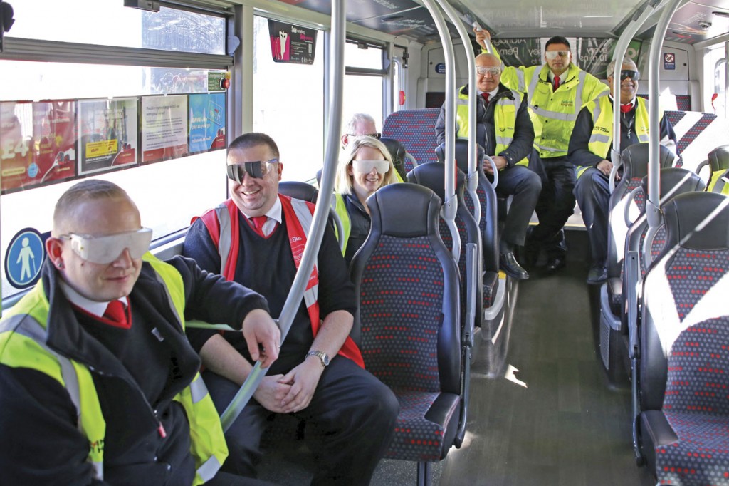 Some of the National Express Bus participants wearing the variety of sim specs that were available for the event
