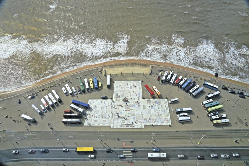 Aerial view of some of the entrants around the Comedy Carpet