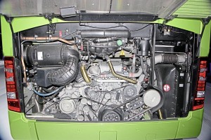 The 10.7-litre OM470 engine installed in the UK specification 12.3m Tourismo launch coach
