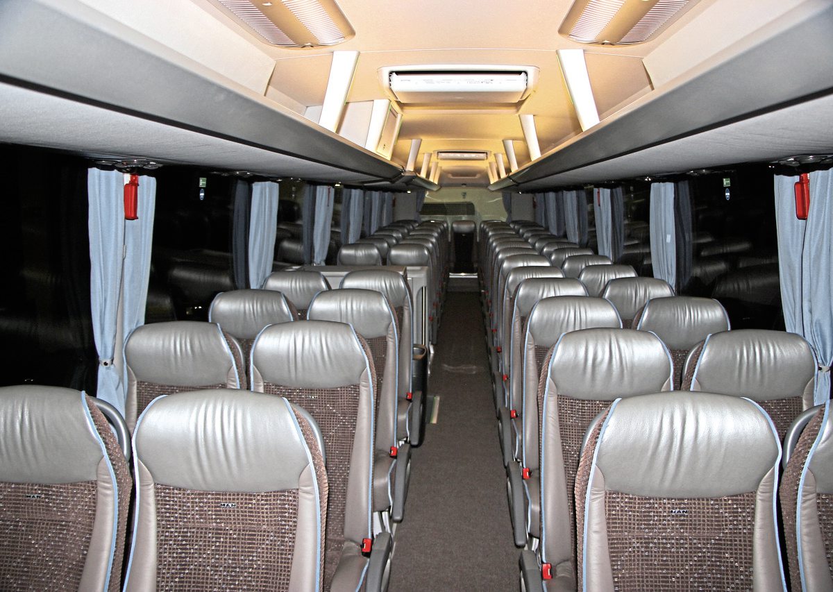 The interior of one of the MAN Lion’s Coach launch vehicles