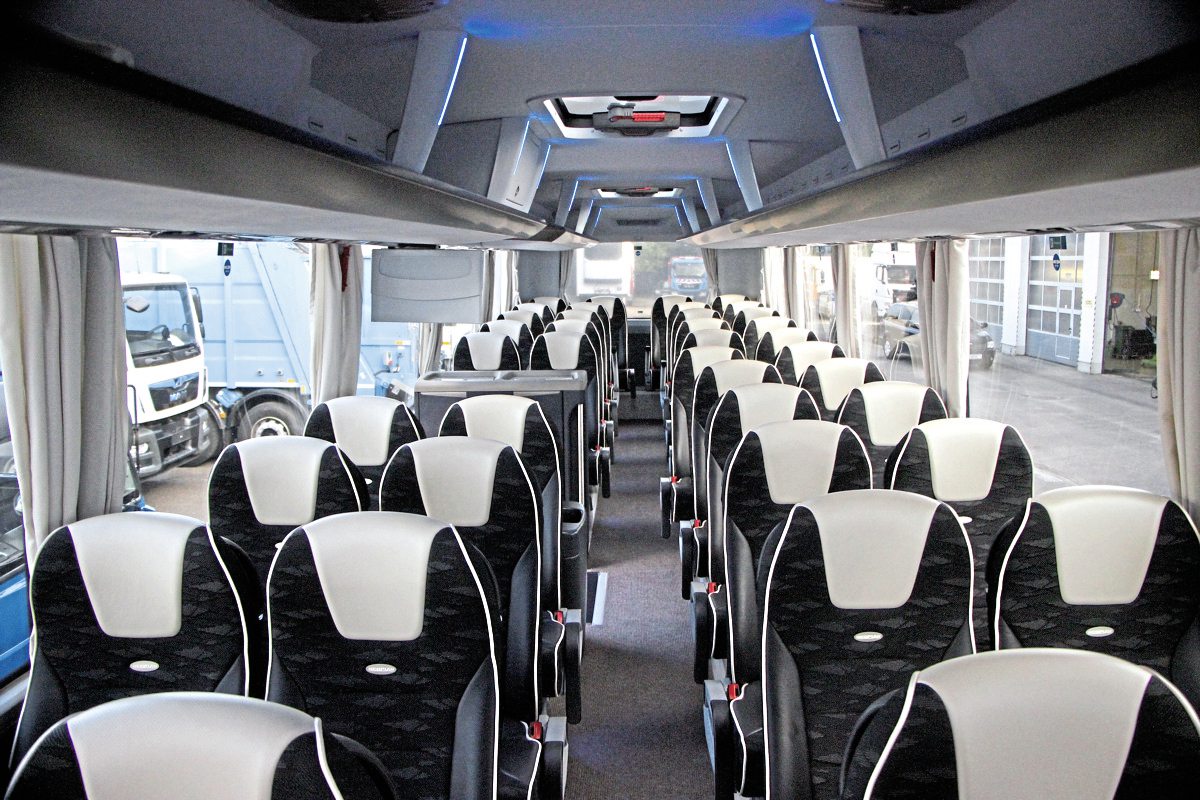 The interior of the new two-axle Neoplan Tourliner we travelled on