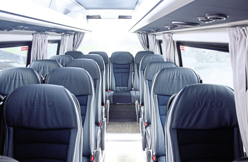 The interior showing trim and fittings. This vehicle has seating for 19
