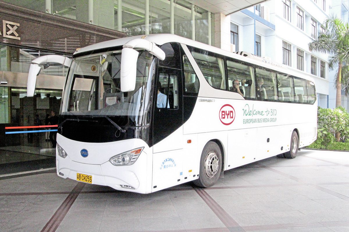 During our stay we travelled on this specially decorated 12.9m BYD C9 electric coach