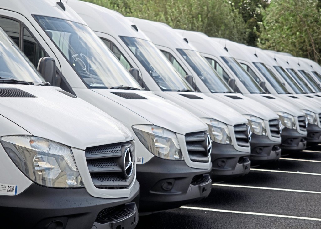 The huge row of short wheelbase Sprinters awaiting build are signs of a massive school bus order going through the factory