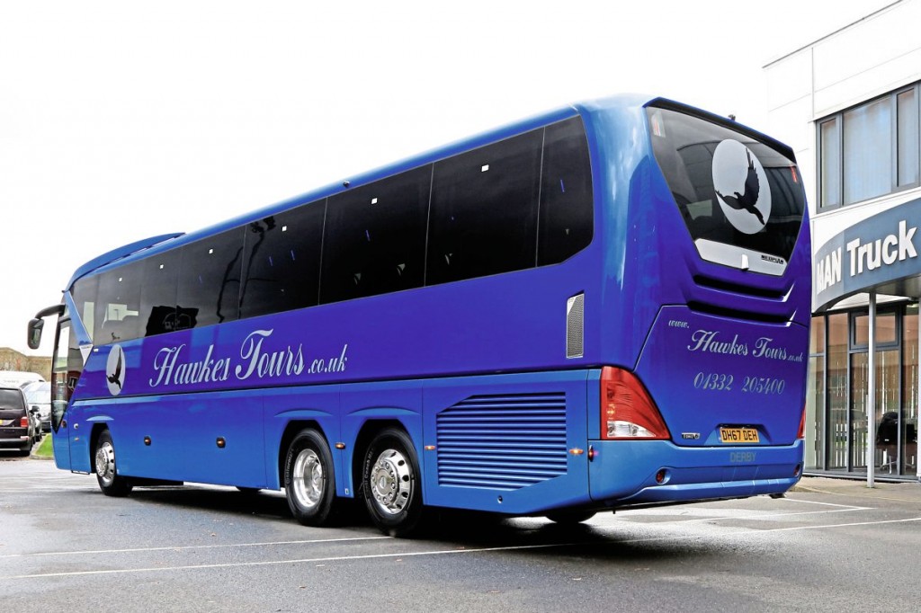 The rear of the new Tourliner builds on style elements from the Starliner