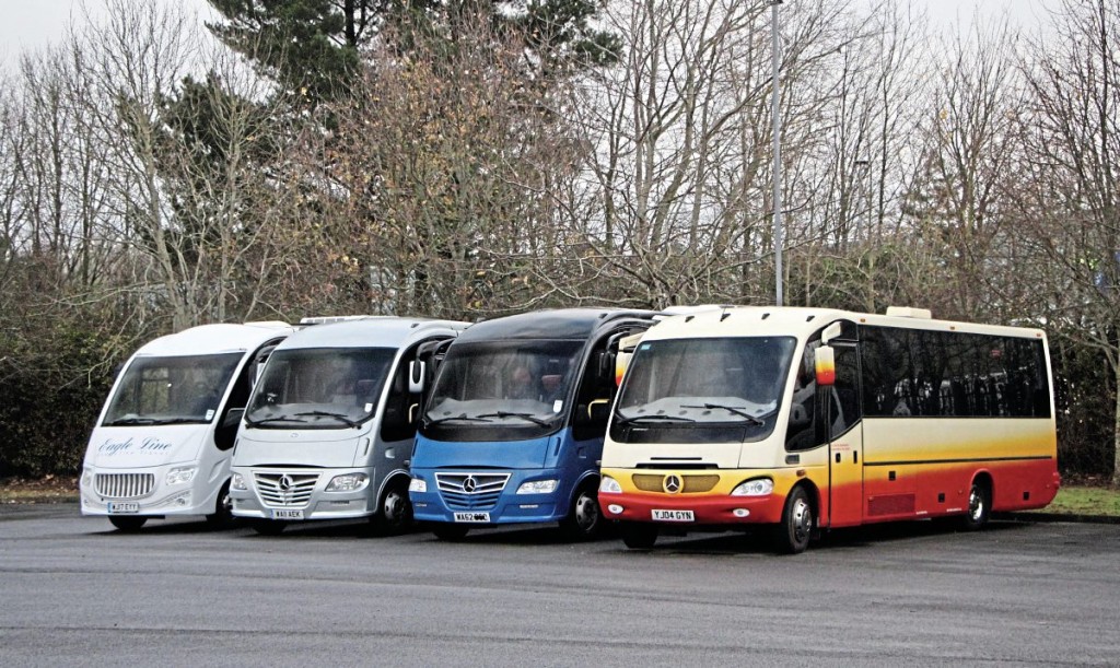 Used midicoach stock includes these three Sitcar Beluga bodied Mercedes-Benz Varios. The Sitcar Voyager on the left is a customer vehicle