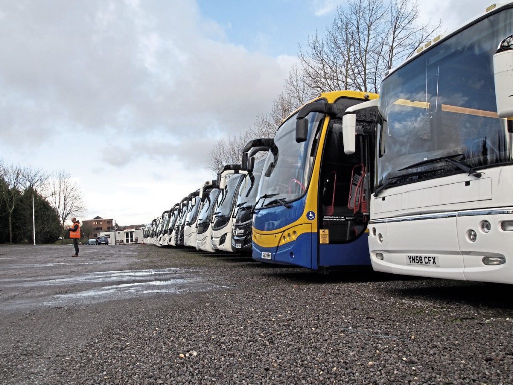Plaxton’s yard is currently densely populated with used vehicles, which the team attributes to successful numbers of new sales bringing in extra part exchange coaches