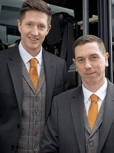 Mark Heritage, General Manager, left, and Willie Hamilton, Coaching and Touring Manager, will be at the helm of the new operation. At the UK Coach Rally, they wore the driver uniform jointly designed with Pride & Joy Clothing