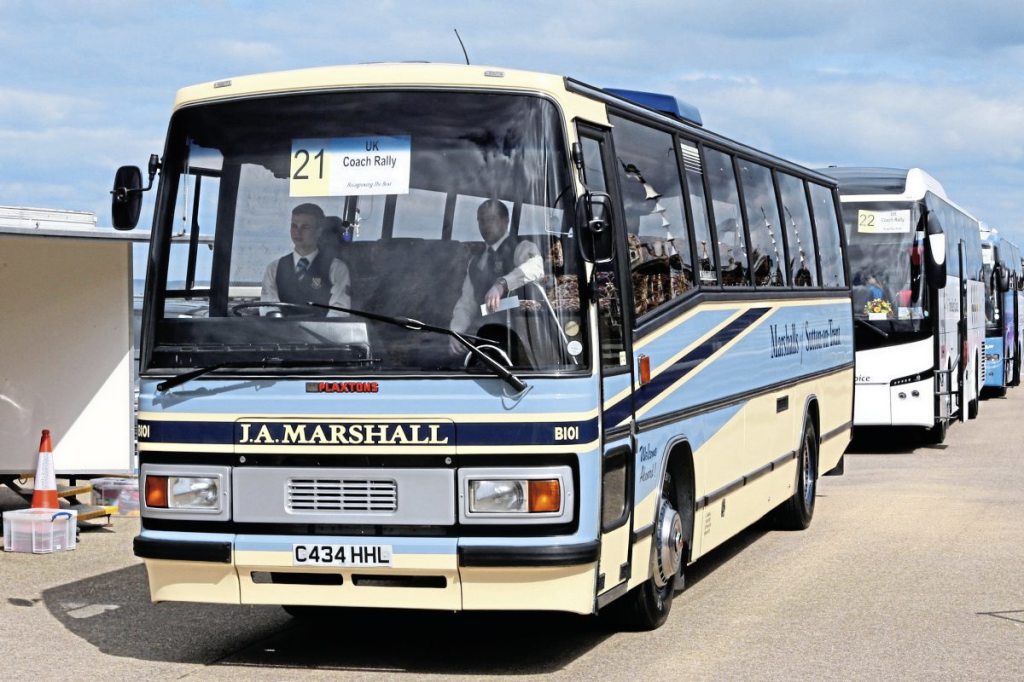Marshalls’ entry into the UK Coach Rally at Blackpool, its Bedford YNT Plaxton