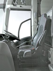 The driver’s seat on the Volvo 9900