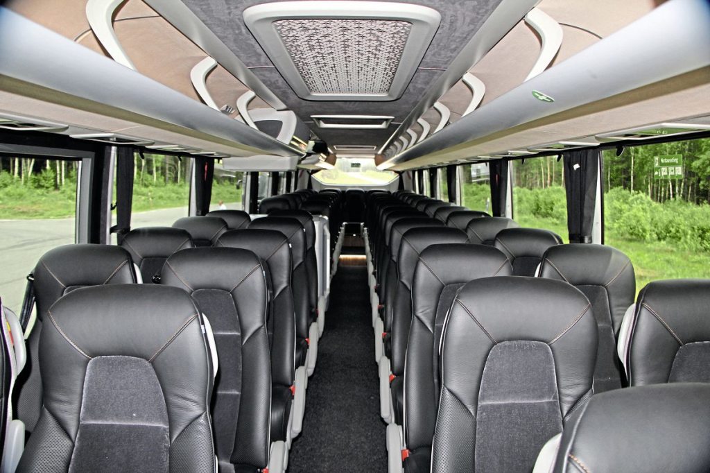 The interior of the Volvo 7900. This one is to Superior specification