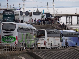 Coaches queue for the driving test