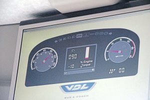 VDL provided a special display on the monitors showing passengers the readings the driver could see