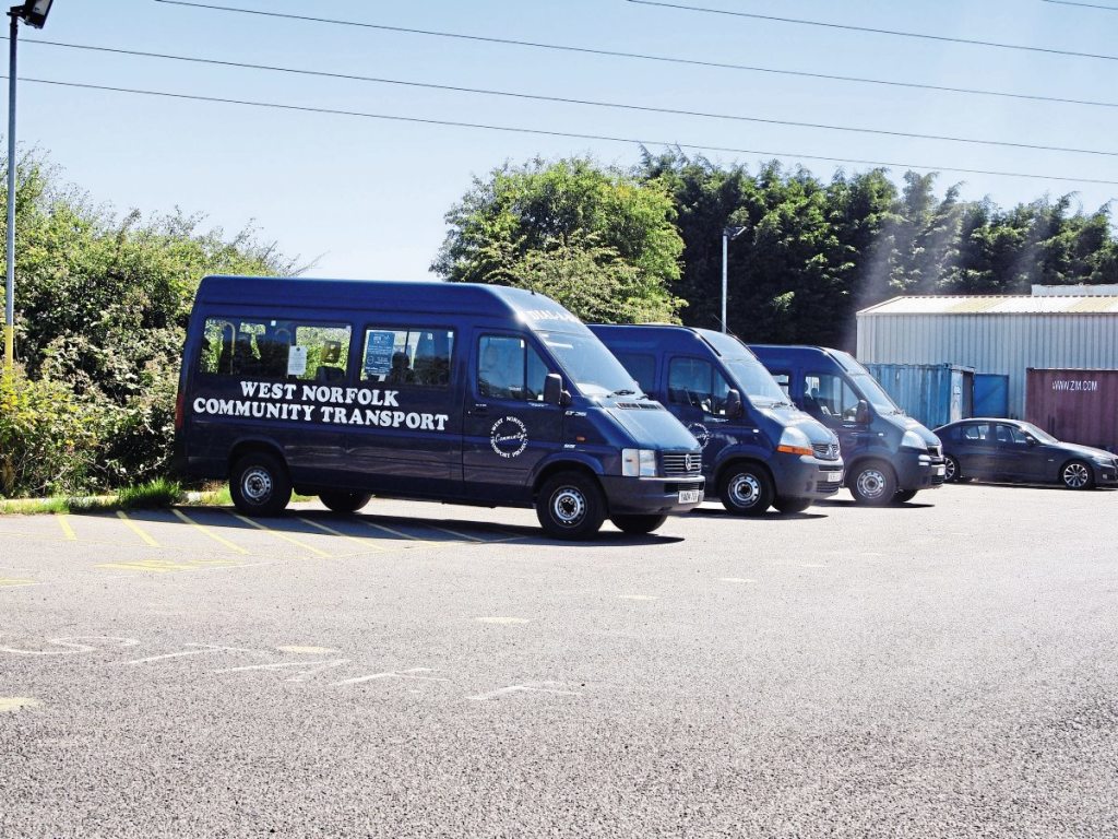 Three of West Norfolk Community Transport Project’s mixed fleet of minibuses for its community transport operations