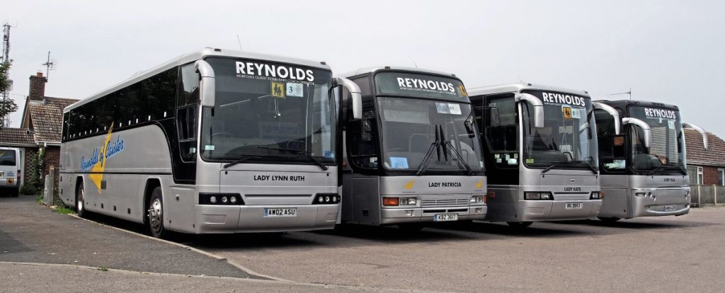 Some of the coaches in the fleet. Malcolm Harrison is to auction the vehicles on 11 August