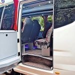 A wheelchair lift can be fitted under the top step