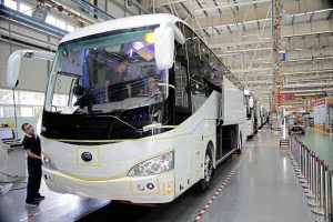 The production line in the New Energy plant where vehicles for Europe are completed