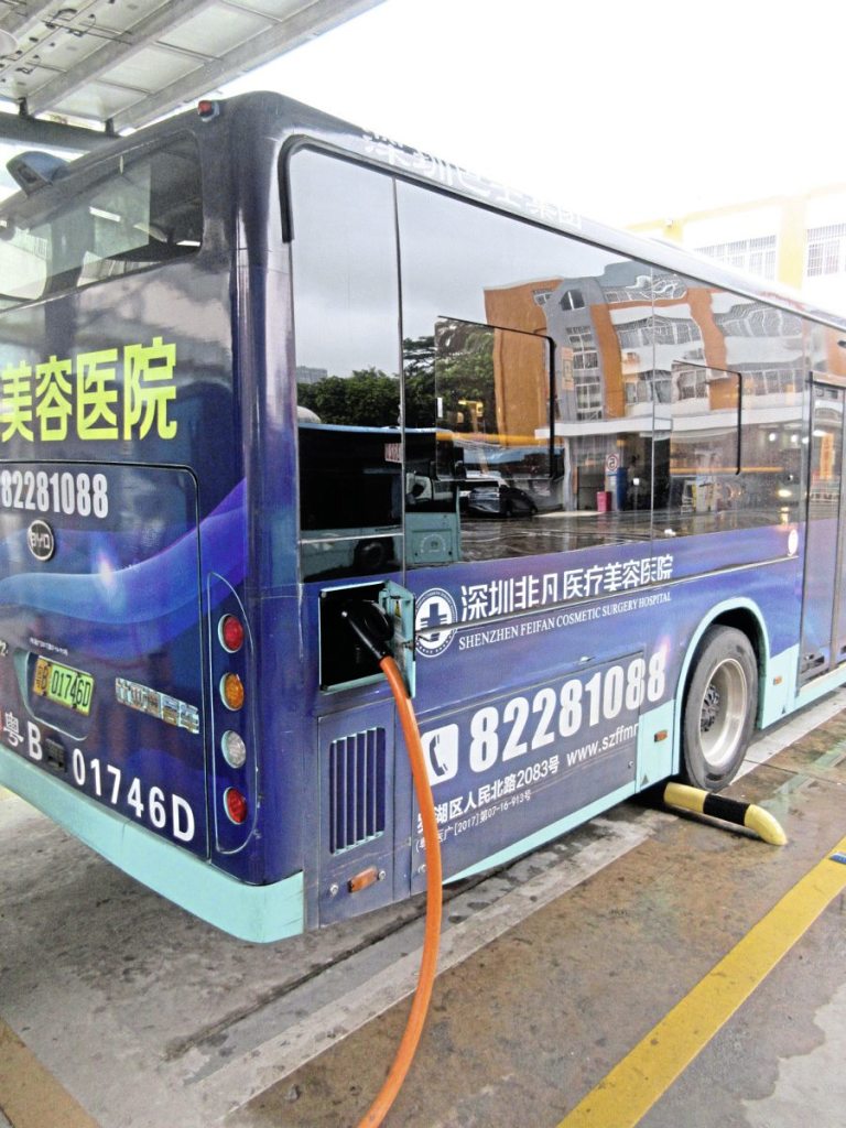 Buses on charge in Shenzhen
