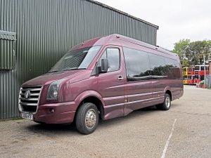 An unusual vehicle in it's fleet is this Volkswagen Crafter coach conversion, a former tour bus for Charlotte Church