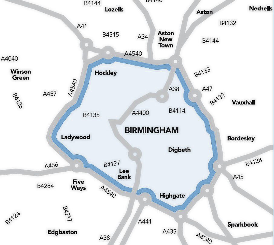 Birmingham Clean Air Zone Area Map