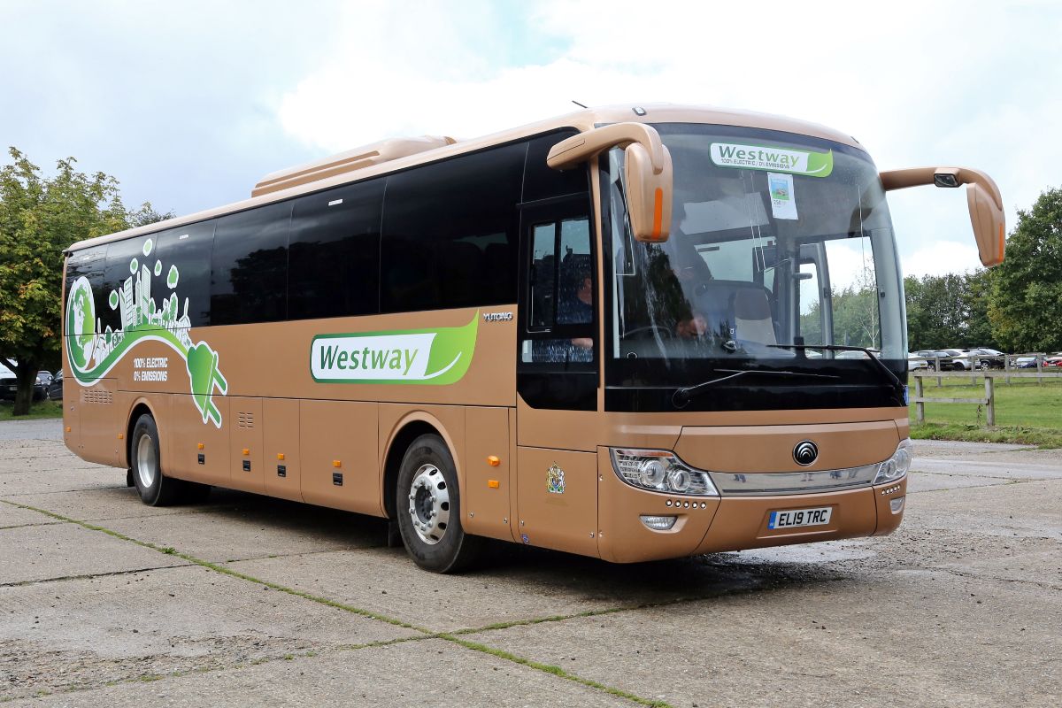 Westway’s Yutong electric coach on arrival at ZSL Whipsnade Zoo