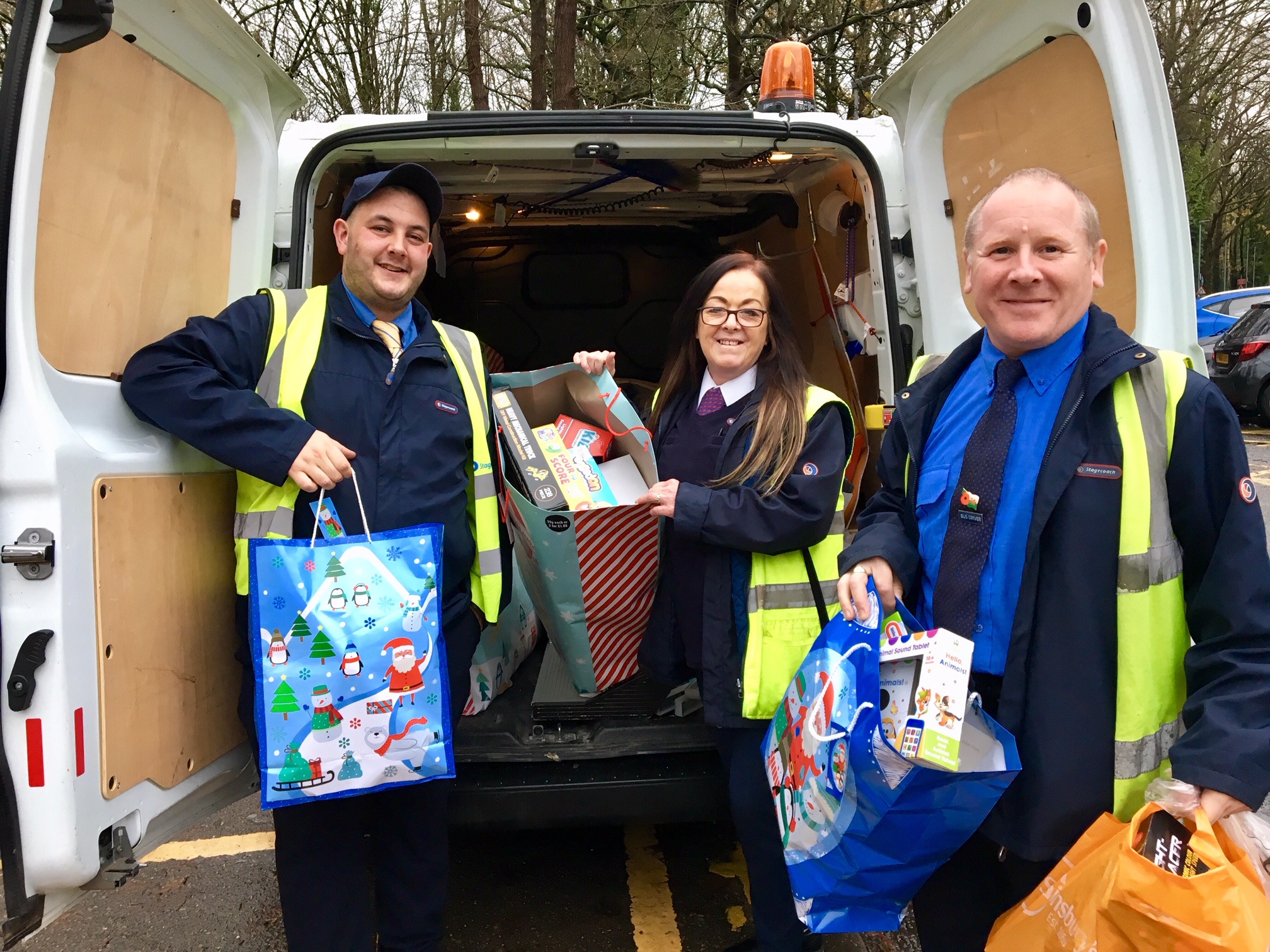 Stagecoach staff in festive gift giving