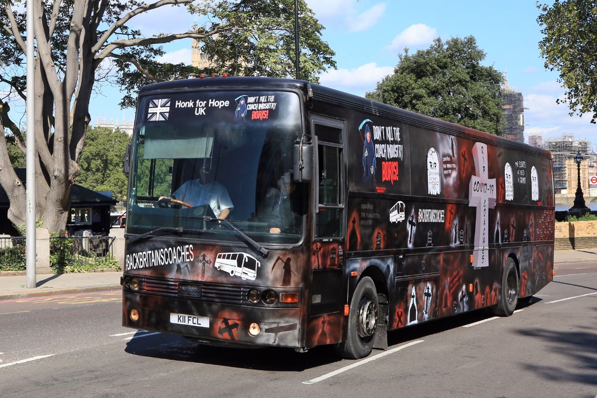 Honk for Hope hearse coach on tour