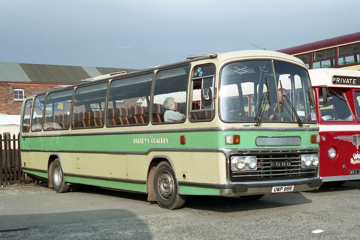 Dudley’s had long affinity with Ford products including the first full sized coach purchased new, a 1976 Ford R1114 Plaxton Supreme to Bus Grant specification.  Seen here at a rally, it is currently off the road