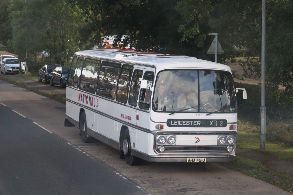 Midland Red maintained a large coach fleet with at least one example at every depot. This Plaxton Panorama Elite bodied Leyland Leopard carries the white National livery though it was delivered in red