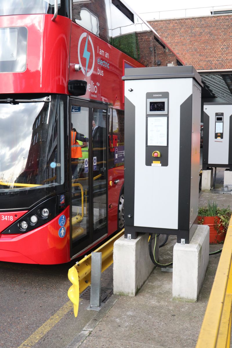 Walworth has been equipped with 150kW Siemens chargers as the first stage of the depot’s decarbonisation